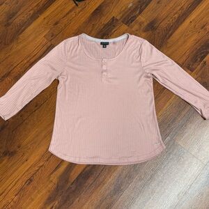 Tahari Pink Long Sleeve Fitted Button Down Shirt